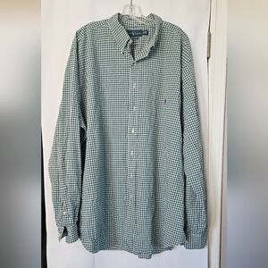 Ralph Lauren Blake Green And White Gingham Plaid Long Sleeve Shirt Size 3XLT‎